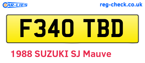 F340TBD are the vehicle registration plates.
