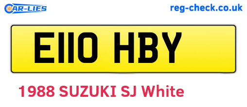 E110HBY are the vehicle registration plates.