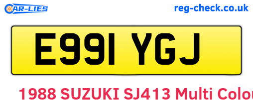 E991YGJ are the vehicle registration plates.
