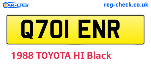 Q701ENR are the vehicle registration plates.