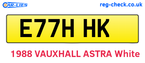 E77HHK are the vehicle registration plates.