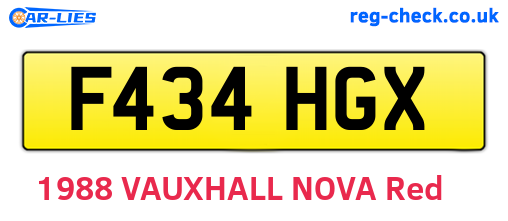 F434HGX are the vehicle registration plates.