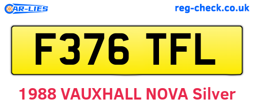 F376TFL are the vehicle registration plates.