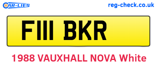F111BKR are the vehicle registration plates.
