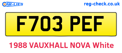 F703PEF are the vehicle registration plates.