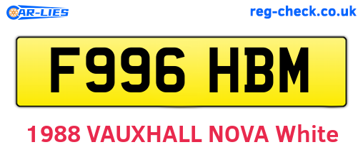 F996HBM are the vehicle registration plates.