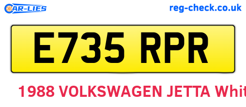 E735RPR are the vehicle registration plates.