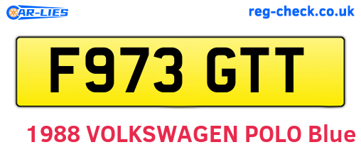 F973GTT are the vehicle registration plates.