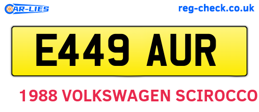 E449AUR are the vehicle registration plates.