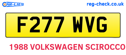 F277WVG are the vehicle registration plates.