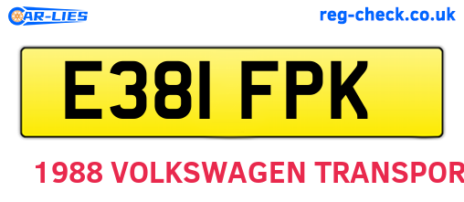 E381FPK are the vehicle registration plates.