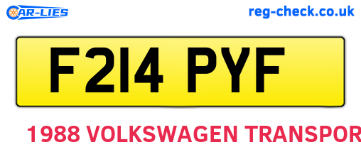 F214PYF are the vehicle registration plates.