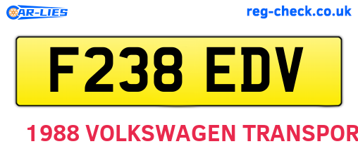 F238EDV are the vehicle registration plates.