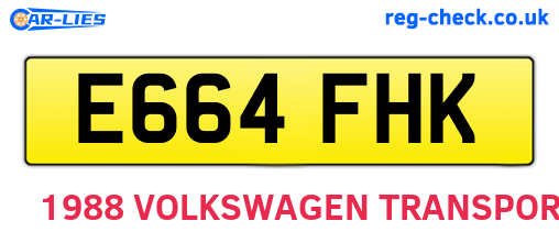 E664FHK are the vehicle registration plates.
