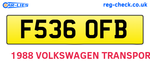 F536OFB are the vehicle registration plates.