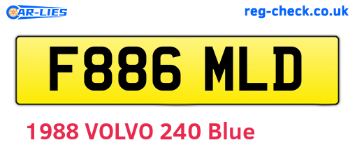 F886MLD are the vehicle registration plates.