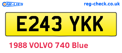 E243YKK are the vehicle registration plates.