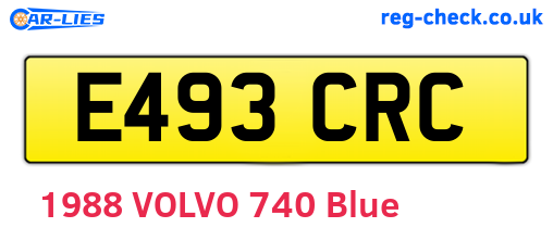 E493CRC are the vehicle registration plates.