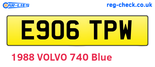 E906TPW are the vehicle registration plates.