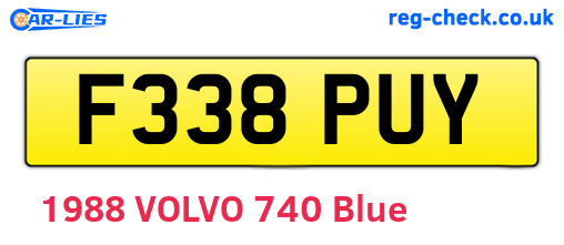 F338PUY are the vehicle registration plates.