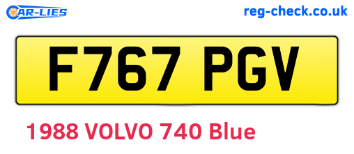 F767PGV are the vehicle registration plates.