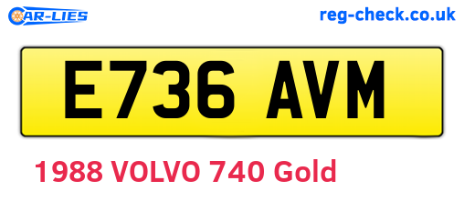 E736AVM are the vehicle registration plates.