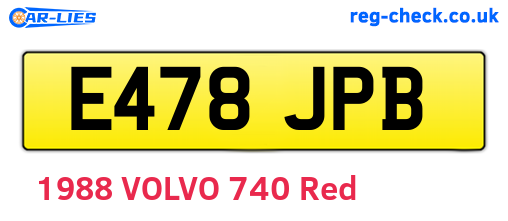 E478JPB are the vehicle registration plates.