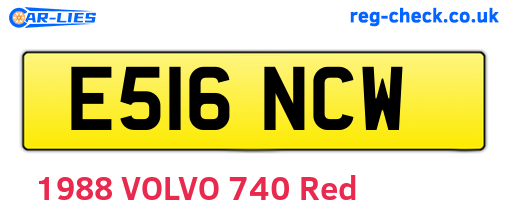 E516NCW are the vehicle registration plates.