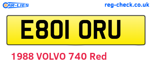 E801ORU are the vehicle registration plates.