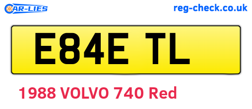 E84ETL are the vehicle registration plates.