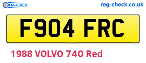 F904FRC are the vehicle registration plates.