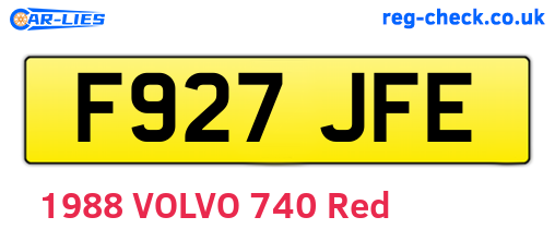 F927JFE are the vehicle registration plates.