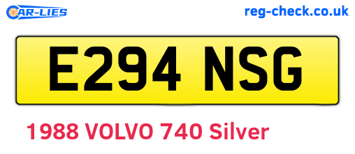 E294NSG are the vehicle registration plates.
