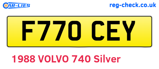 F770CEY are the vehicle registration plates.
