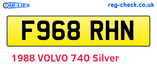 F968RHN are the vehicle registration plates.