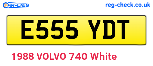 E555YDT are the vehicle registration plates.