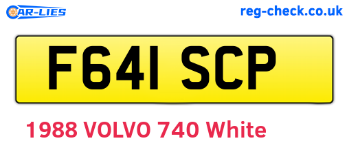 F641SCP are the vehicle registration plates.