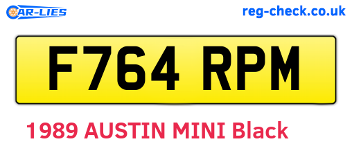 F764RPM are the vehicle registration plates.