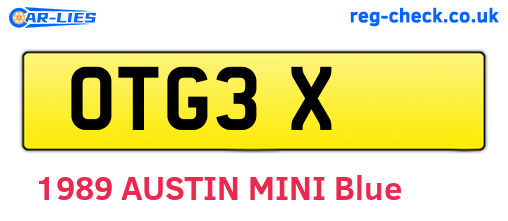 OTG3X are the vehicle registration plates.