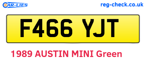 F466YJT are the vehicle registration plates.