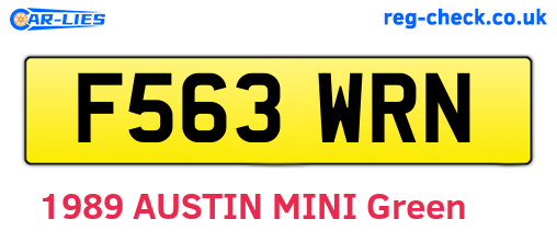 F563WRN are the vehicle registration plates.