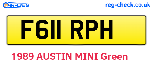 F611RPH are the vehicle registration plates.