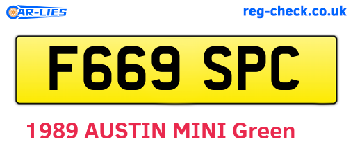 F669SPC are the vehicle registration plates.