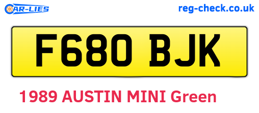 F680BJK are the vehicle registration plates.