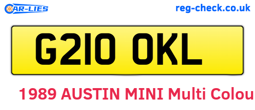 G210OKL are the vehicle registration plates.