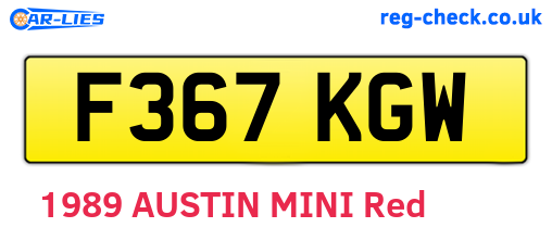 F367KGW are the vehicle registration plates.