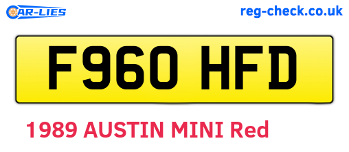 F960HFD are the vehicle registration plates.