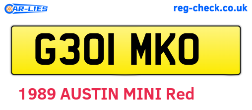 G301MKO are the vehicle registration plates.