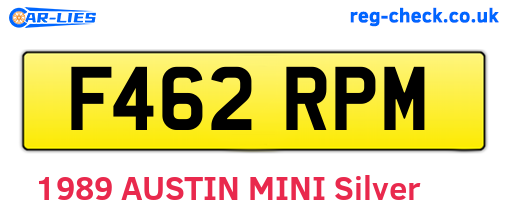 F462RPM are the vehicle registration plates.