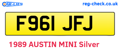 F961JFJ are the vehicle registration plates.
